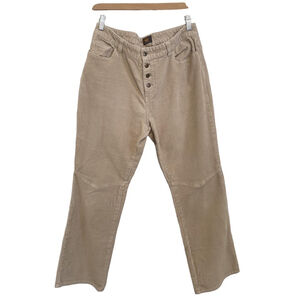 Route 66 Corduroy Pants Womens Size 12 Beige Flare Leg Knee Seam Button Fly